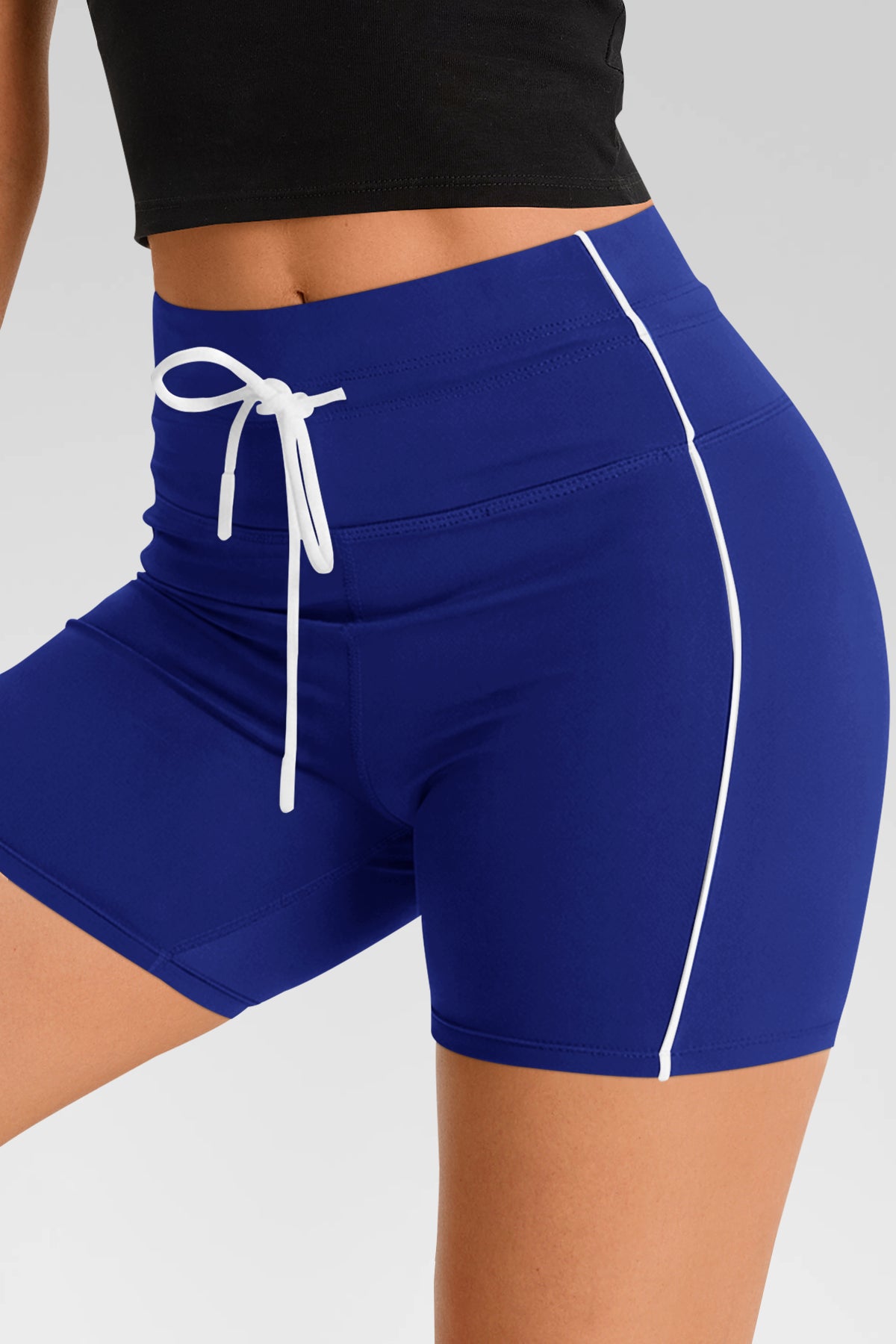 Aoysky Womens Blue Drawstring Biker Shorts