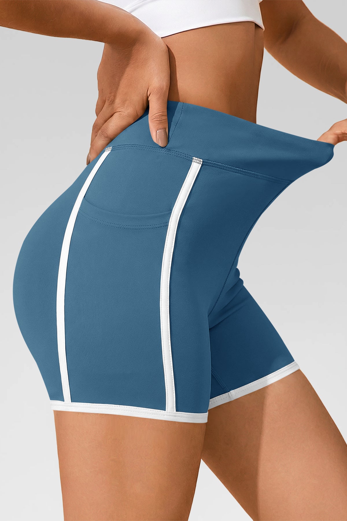 Aoysky Womens Blue High Waist Biker Shorts