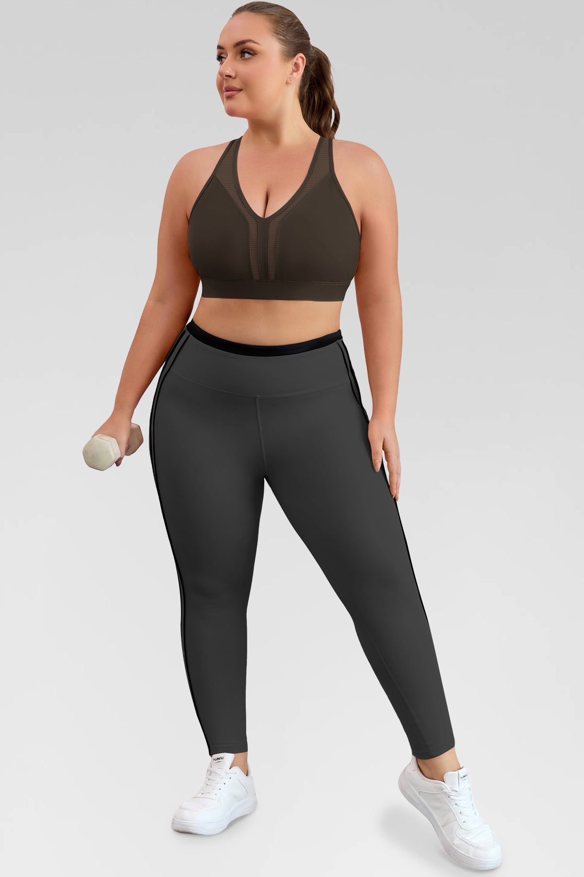 Aoysky Womens Brown Plus Size Sports Bra