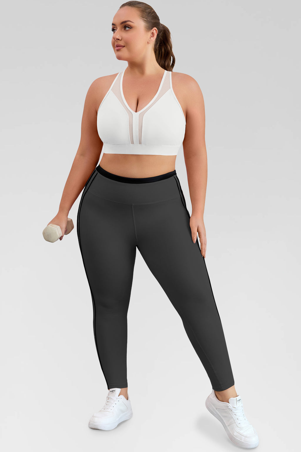Aoysky Womens White Plus Size Sports Bra