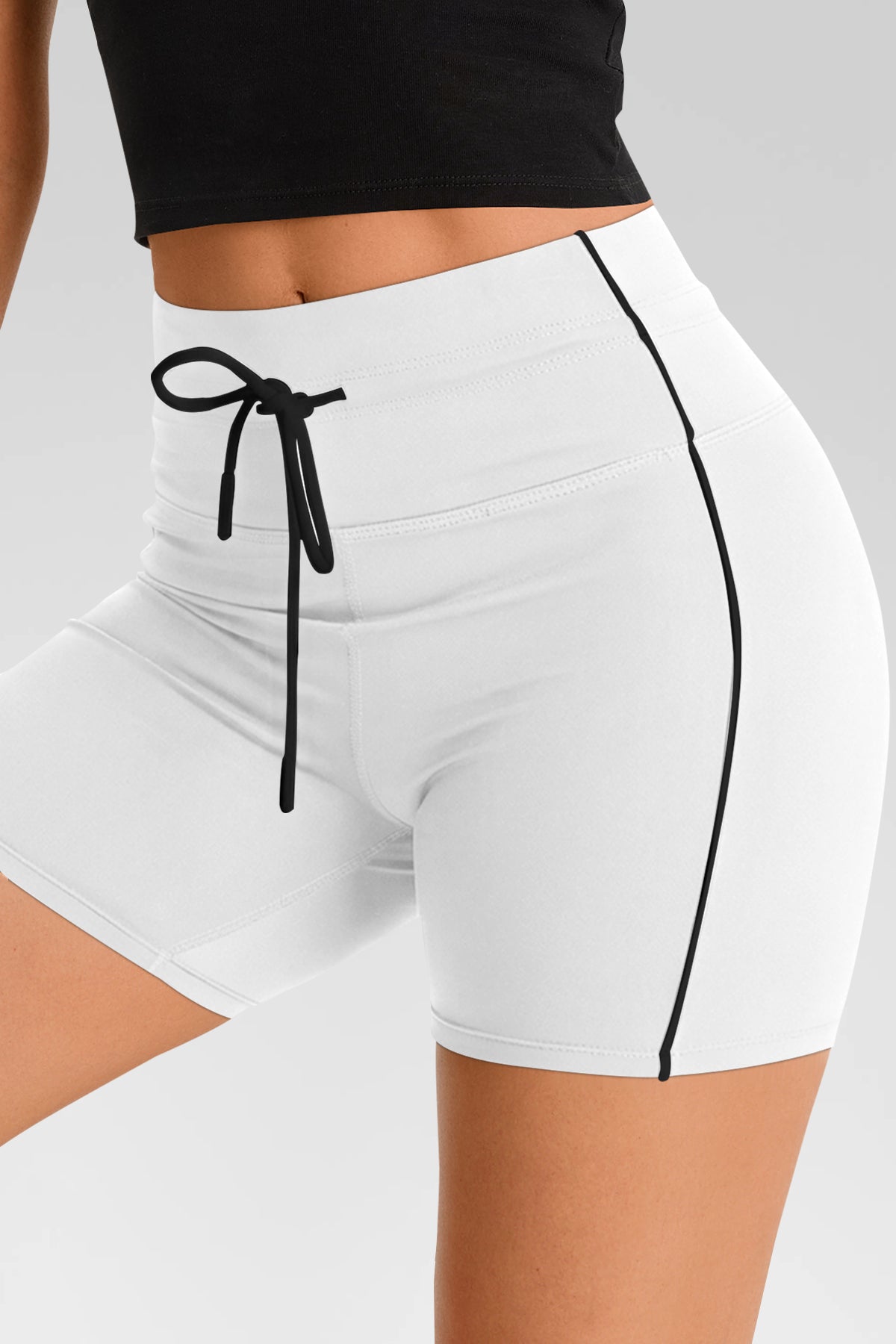 Aoysky Womens White Drawstring Biker Shorts