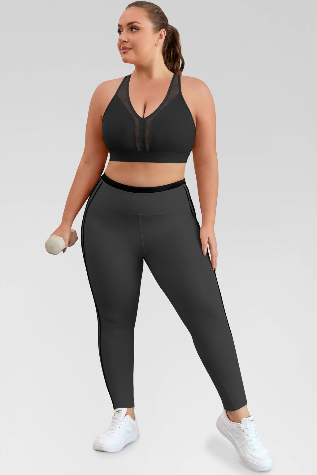 Aoysky Womens Black Plus Size Sports Bra