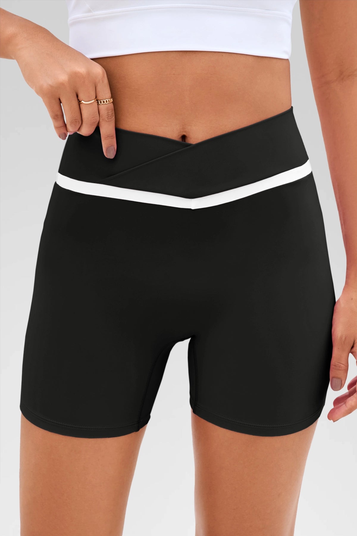 Aoysky Womens Black Crossover Biker Shorts