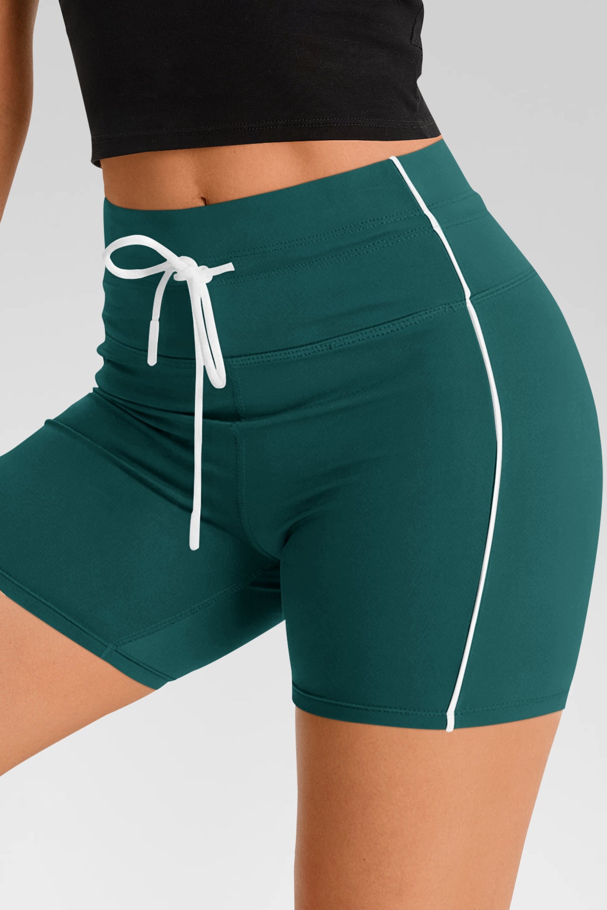 Aoysky Womens Green Drawstring Biker Shorts