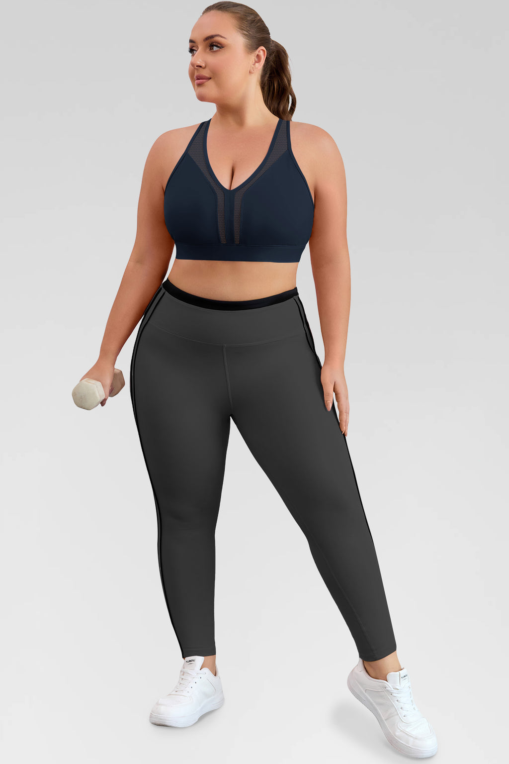 Aoysky Womens Dark Blue Plus Size Sports Bra
