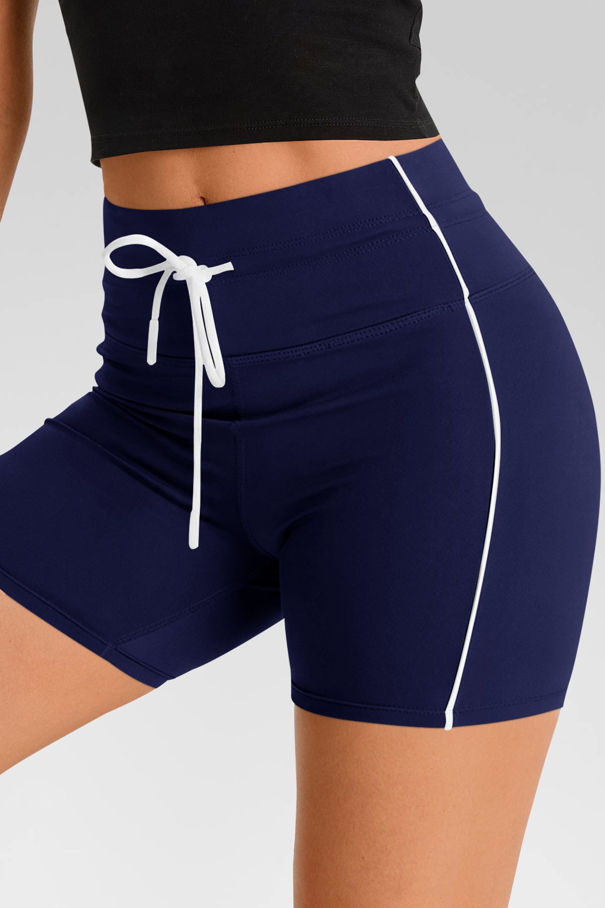 Aoysky Womens Dark Blue Drawstring Biker Shorts