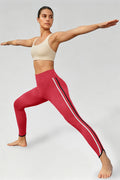 Aoysky Womens Red Striped Yoga Leggings