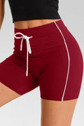 Aoysky Womens Red Drawstring Biker Shorts