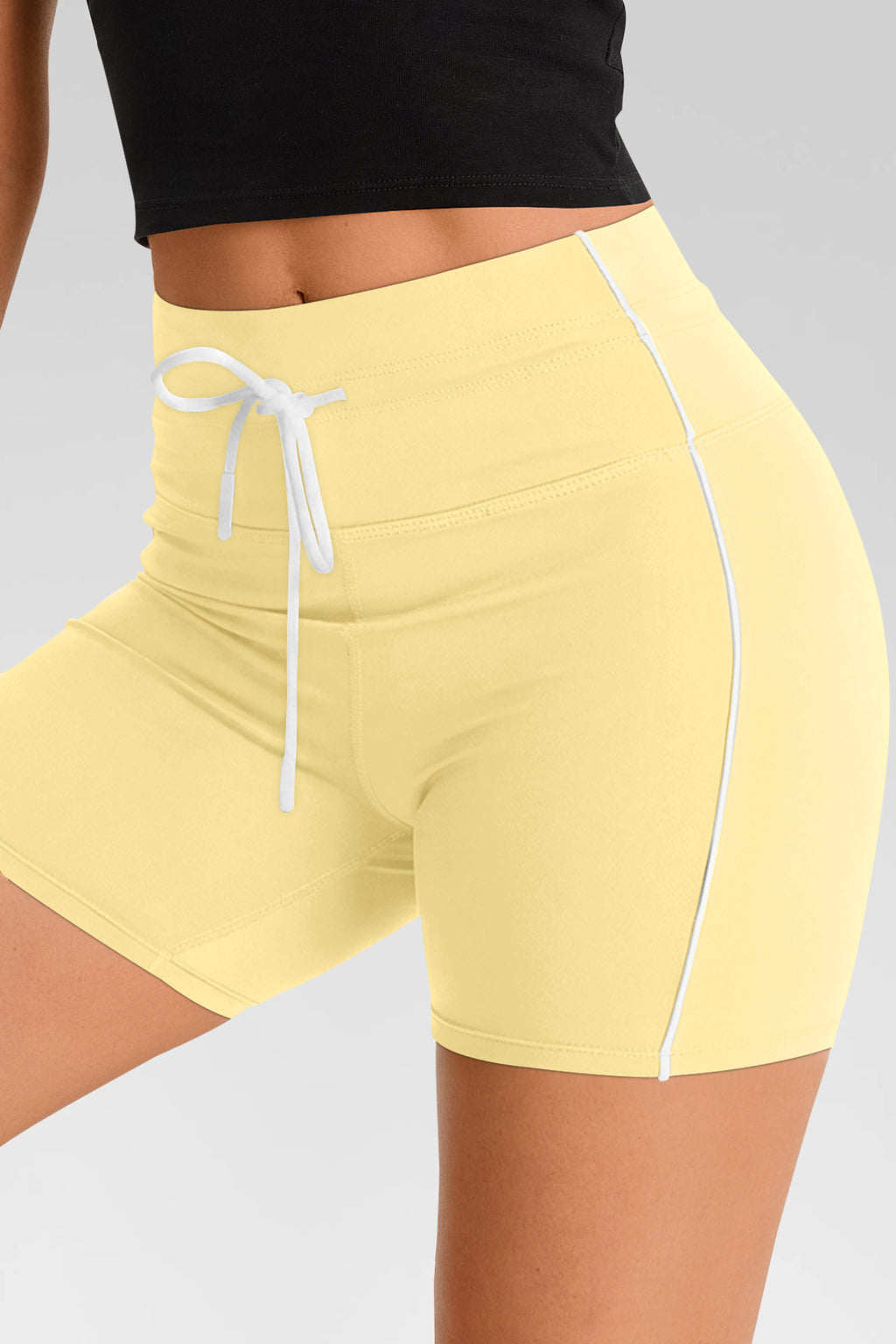 Aoysky Womens Yellow Drawstring Biker Shorts