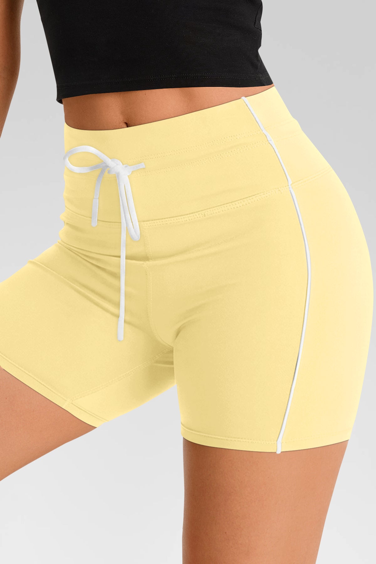 Aoysky Womens Yellow Drawstring Biker Shorts