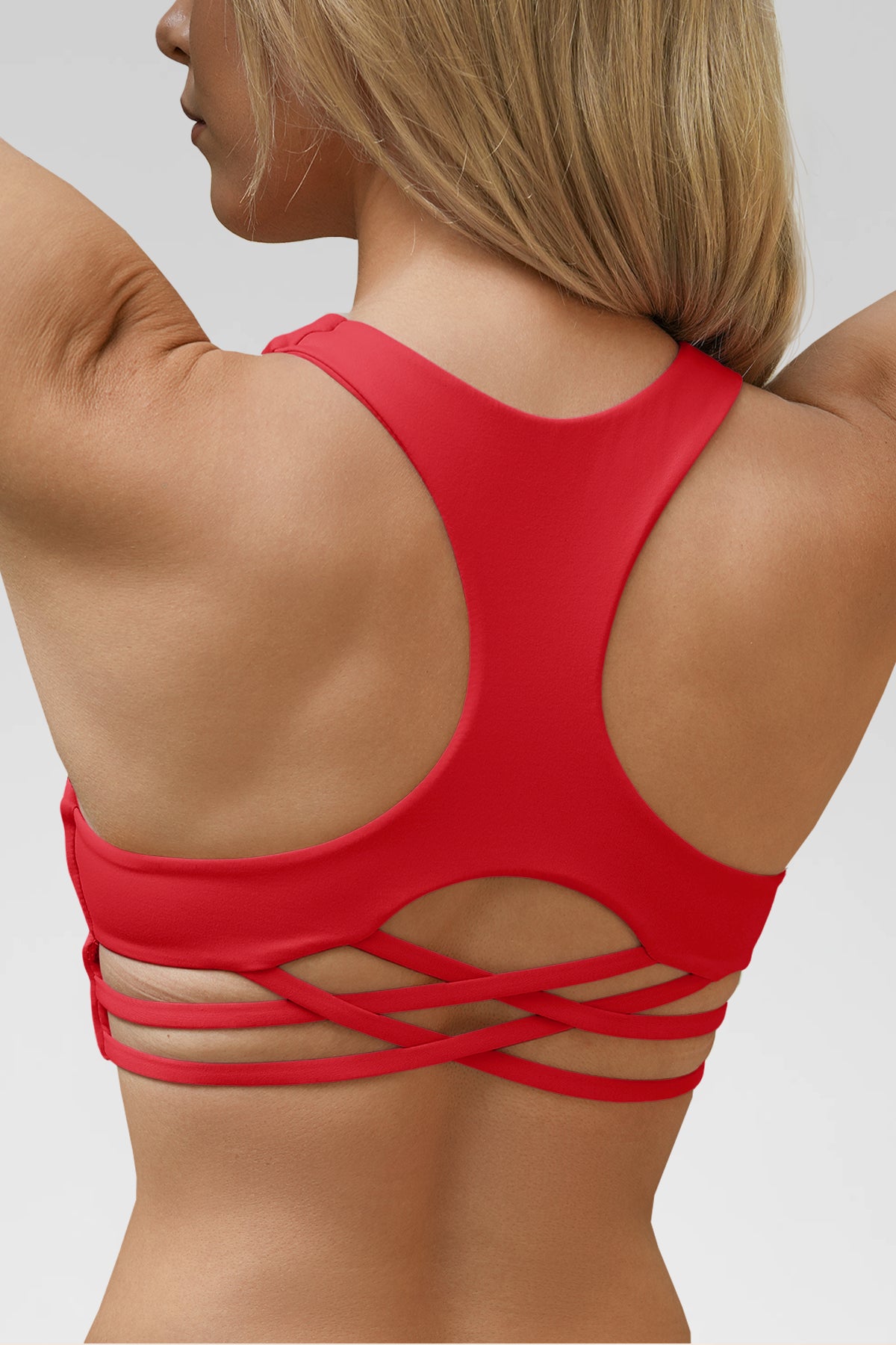 Aoysky Womens Red Criss Cross Sports Bra
