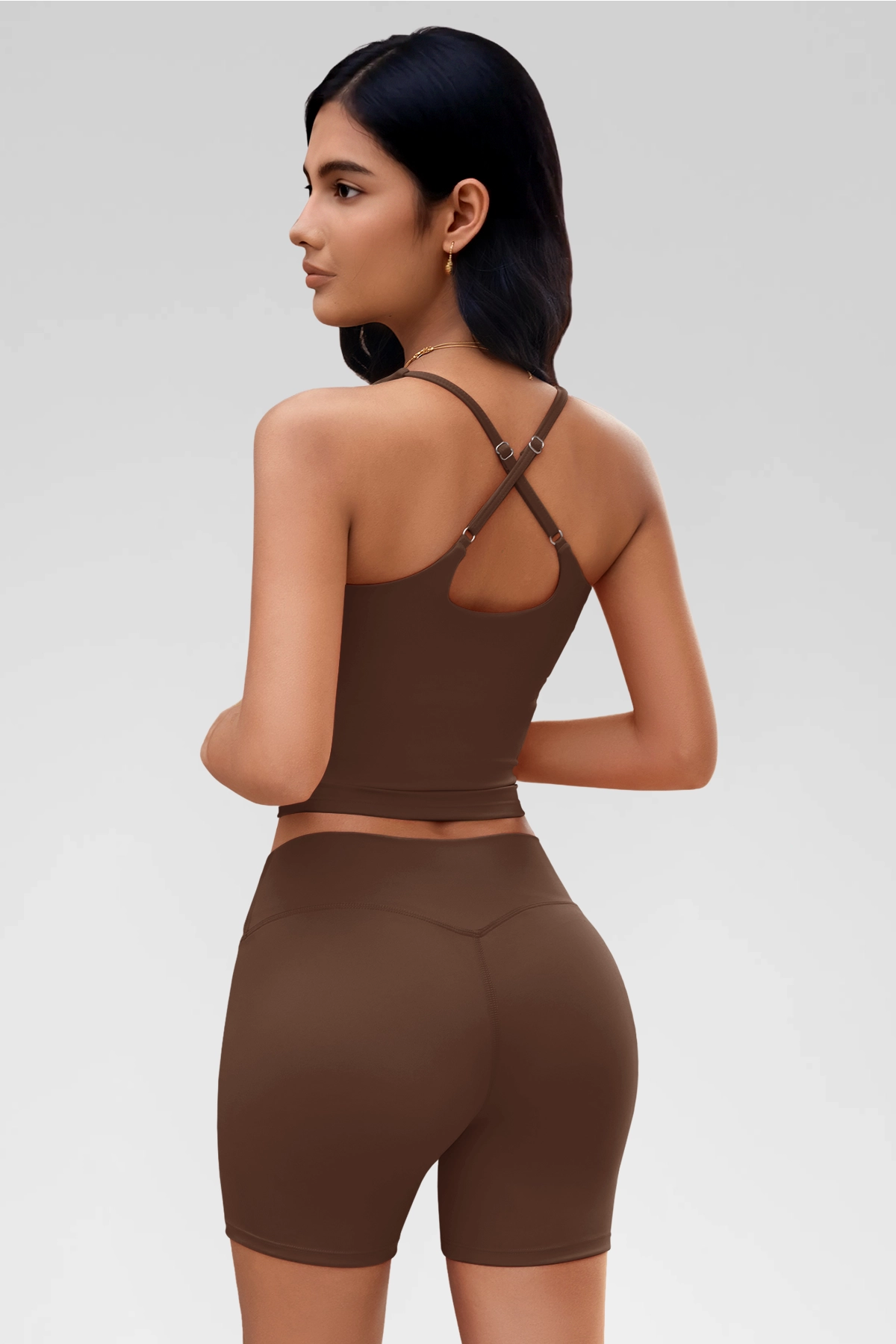 Aoysky Womens Brown Halter Workout Set