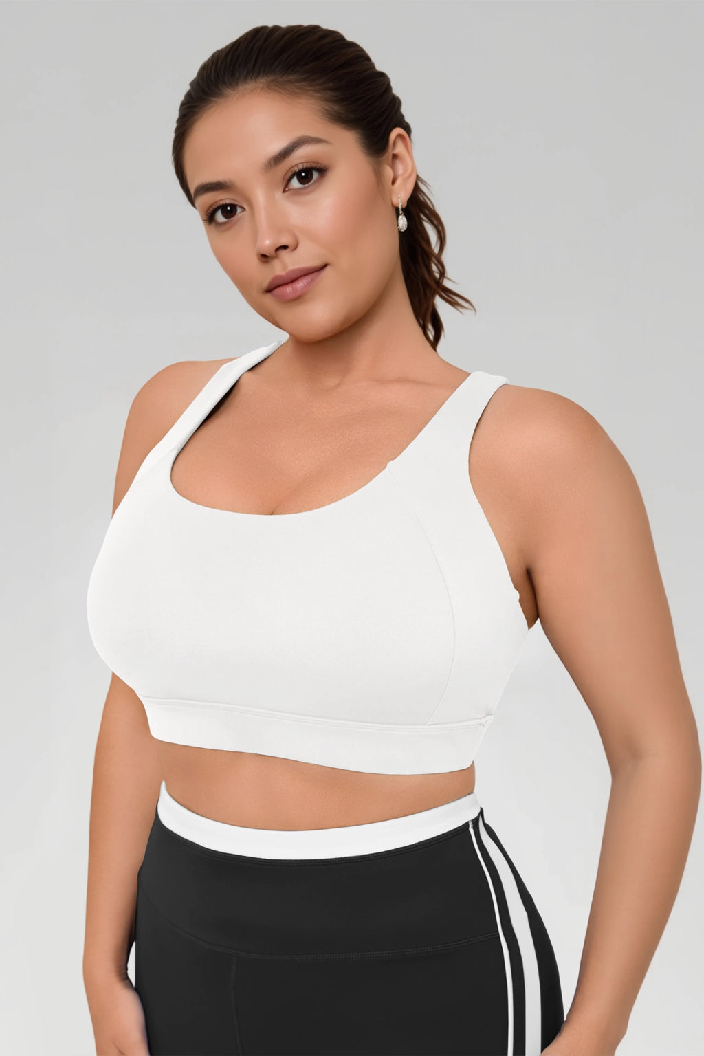 Aoysky Womens White Plus Size Sports Bra