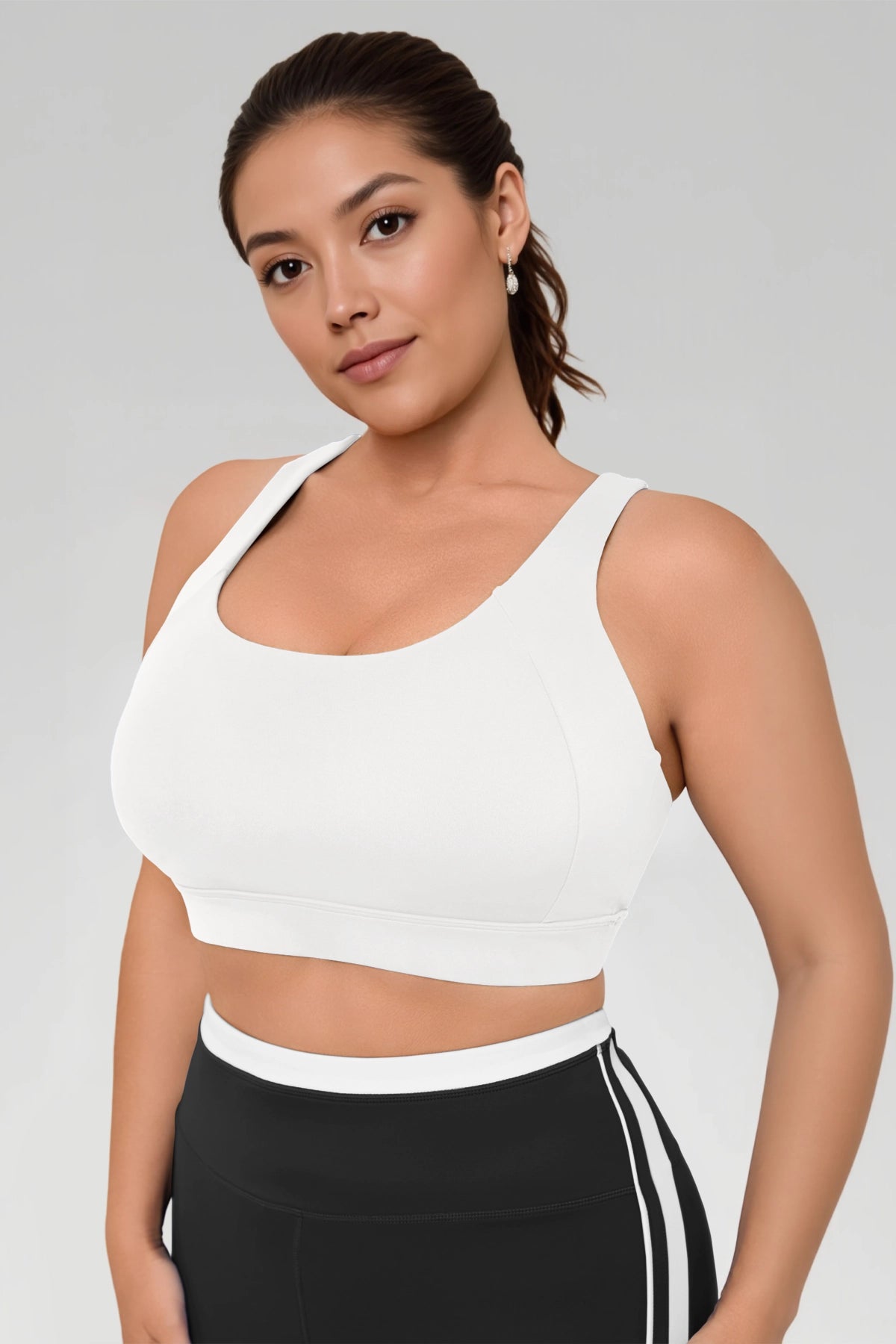 Aoysky Womens White Plus Size Sports Bra