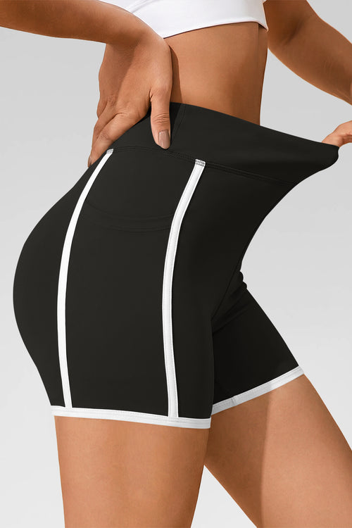 Aoysky Womens Black High Waist Biker Shorts