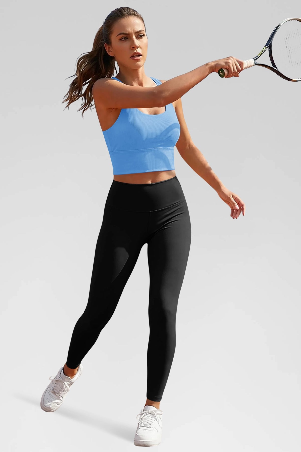 Aoysky Womens Blue Ribbed Racerback Tank