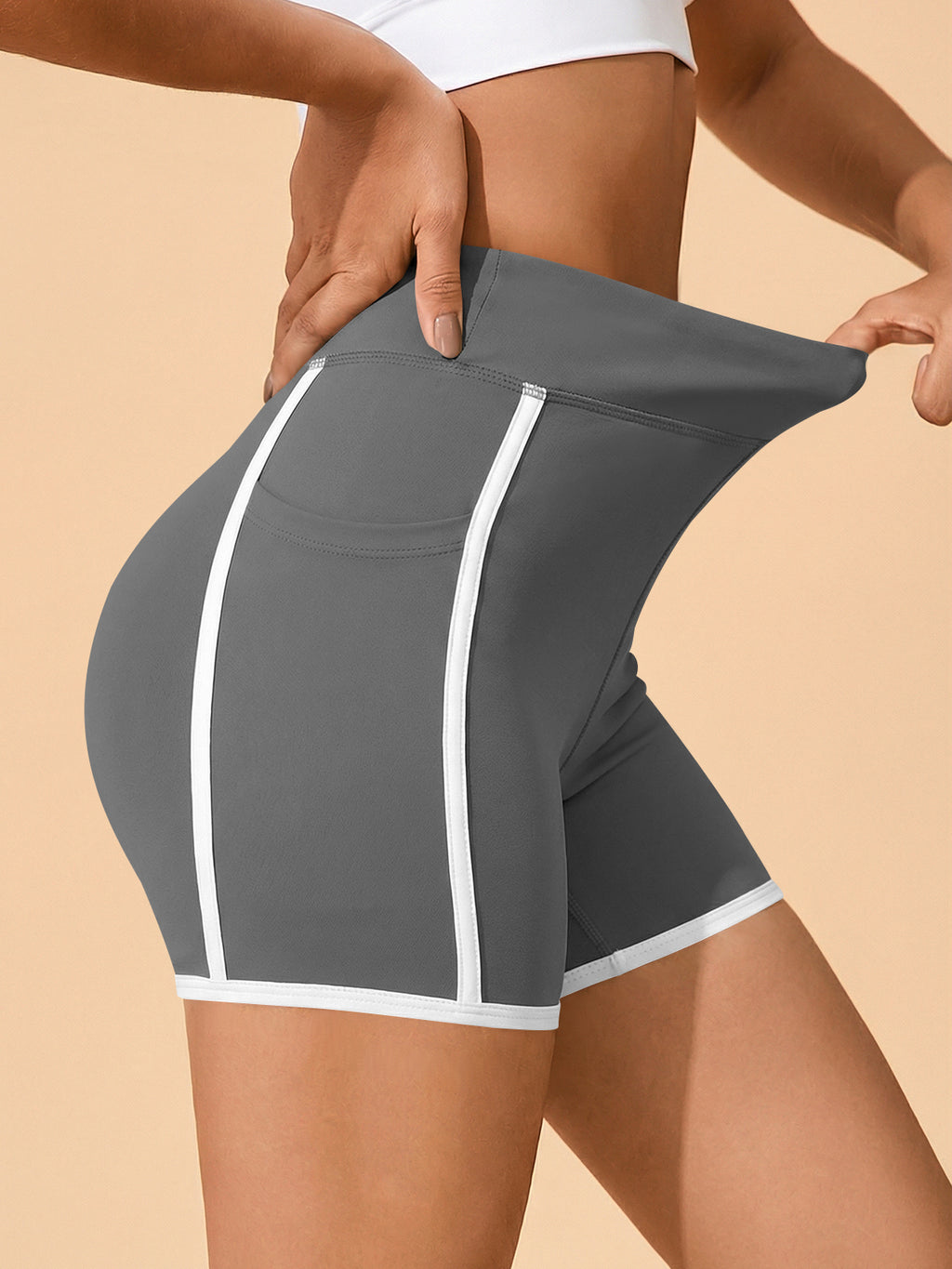 Aoysky Womens Dark Grey High Waist Biker Shorts