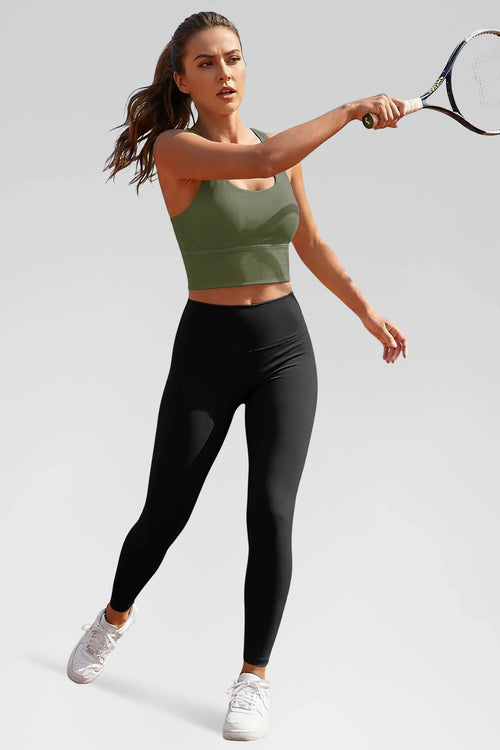 Aoysky Womens Army Green Ribbed Racerback Tank