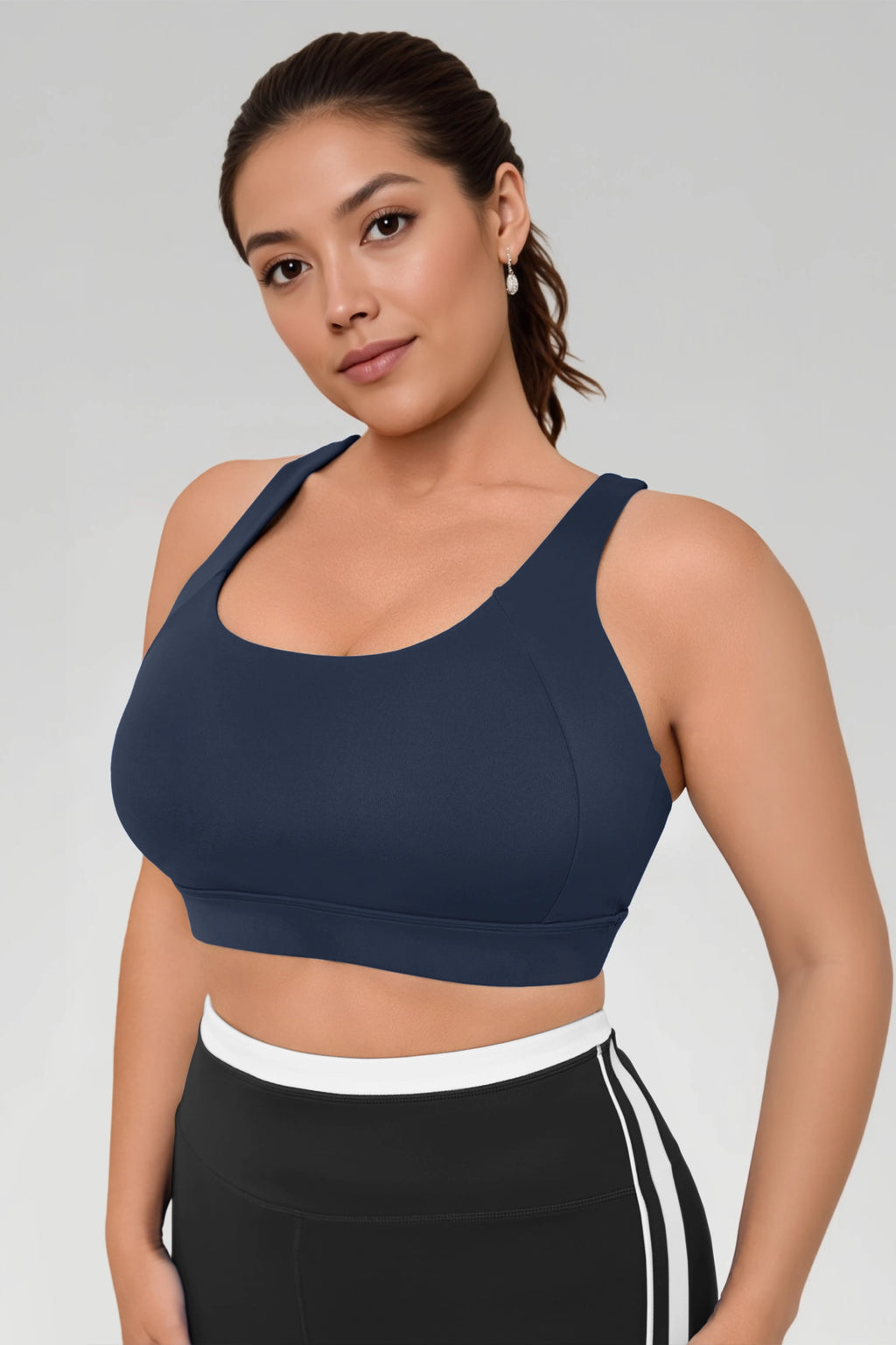 Aoysky Womens Dark Blue Plus Size Sports Bra