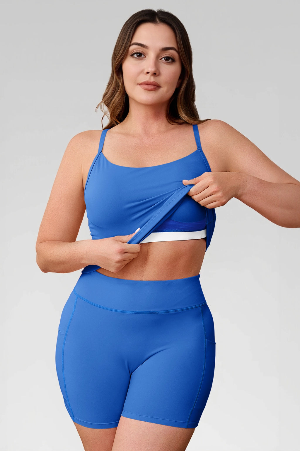 Aoysky Womens Blue Plus Size Workout Set