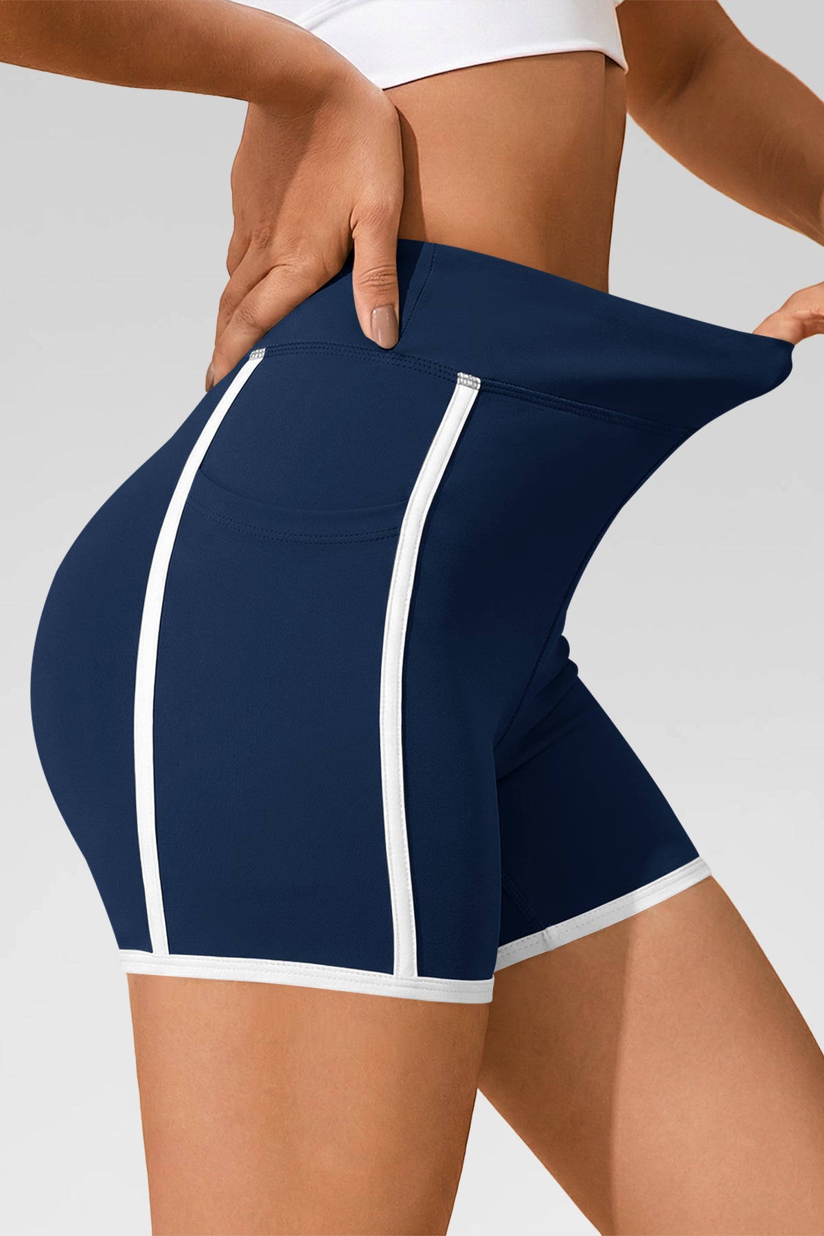 Aoysky Womens Dark Blue High Waist Biker Shorts