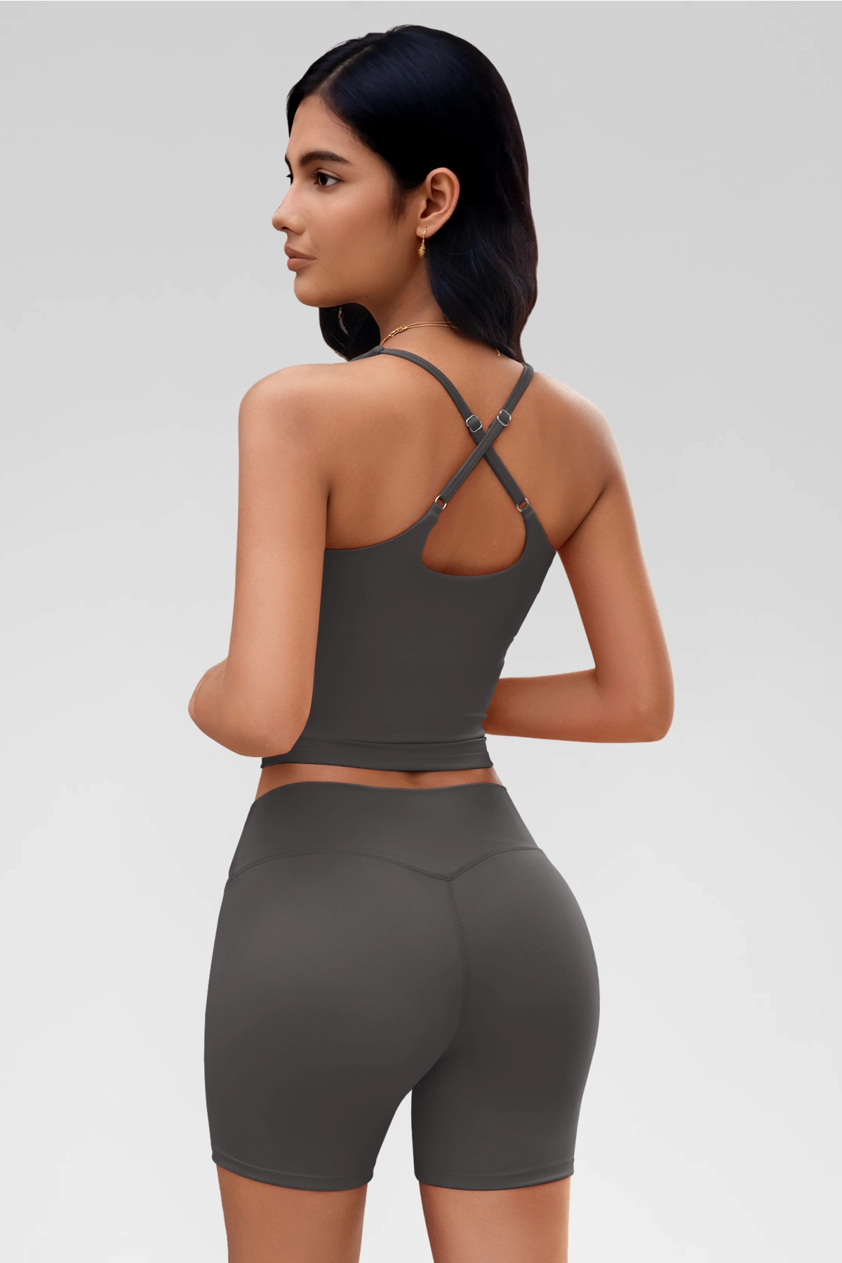 Aoysky Womens Grey Halter Workout Set