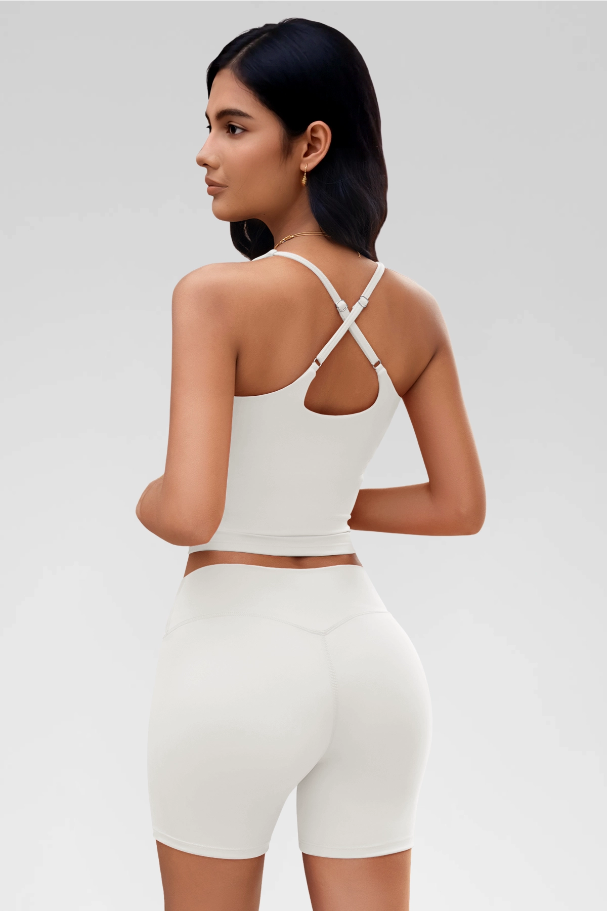 Aoysky Womens White Halter Workout Set