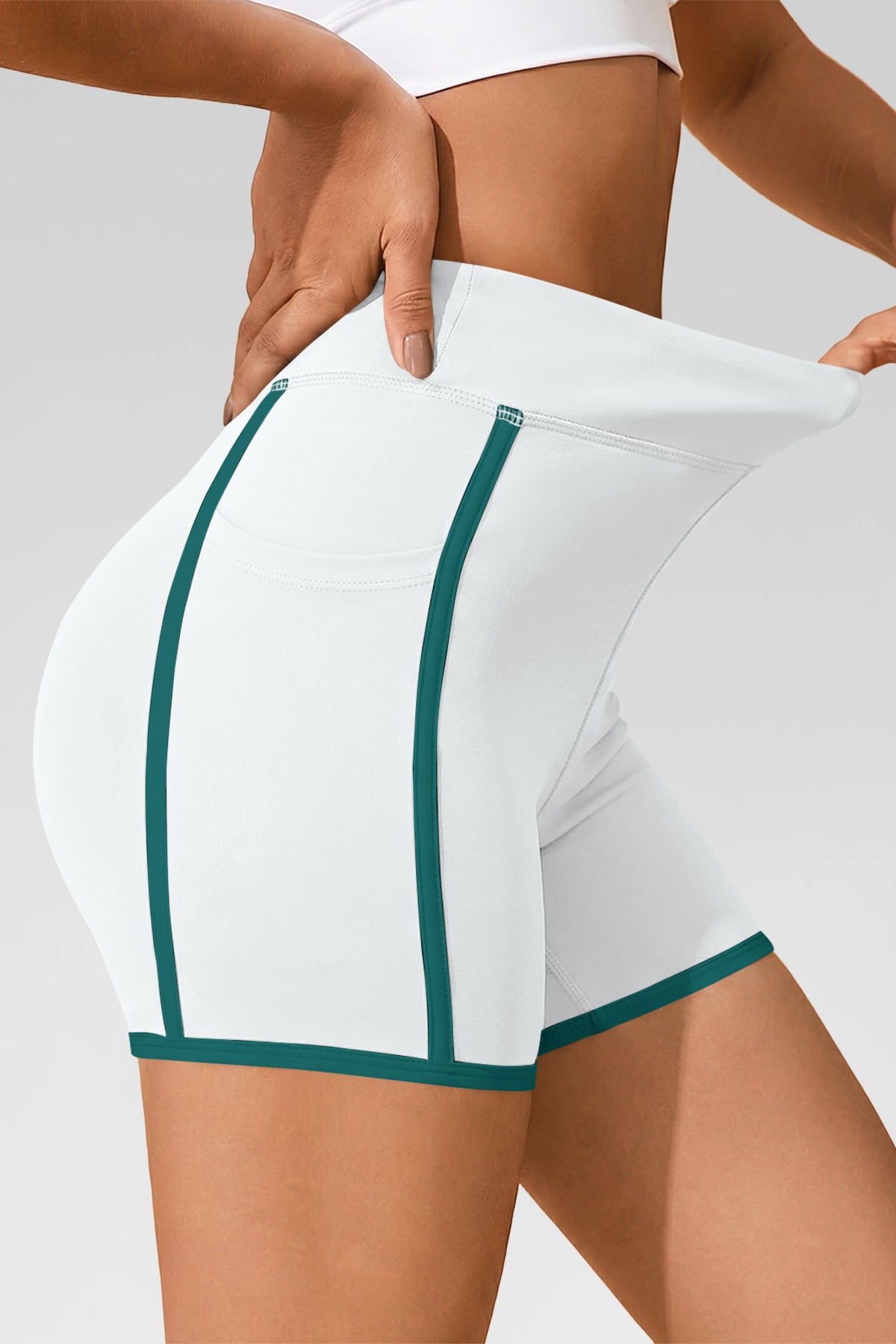Aoysky Womens White High Waist Biker Shorts