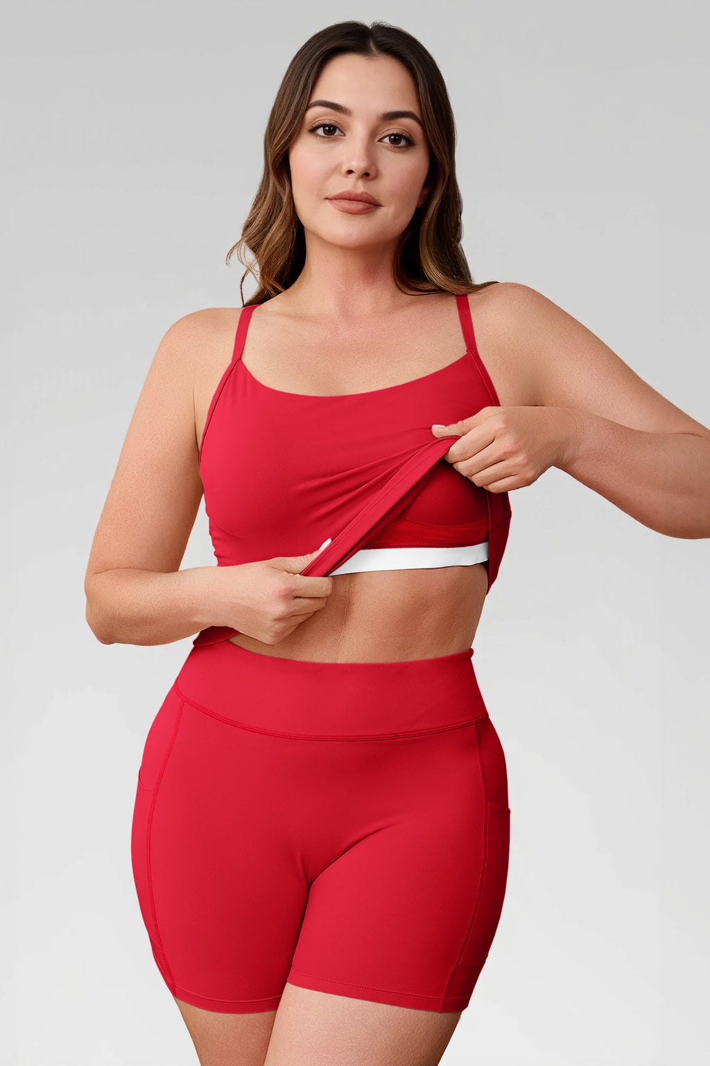 Aoysky Womens Red Plus Size Workout Set