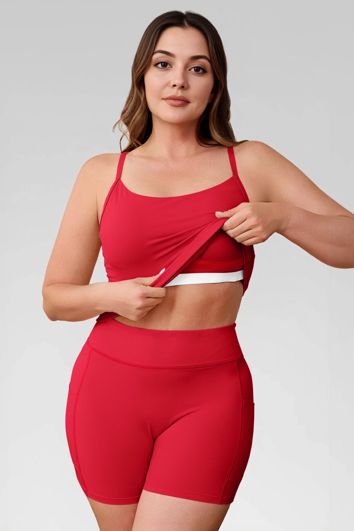 Aoysky Womens Red Plus Size Workout Set