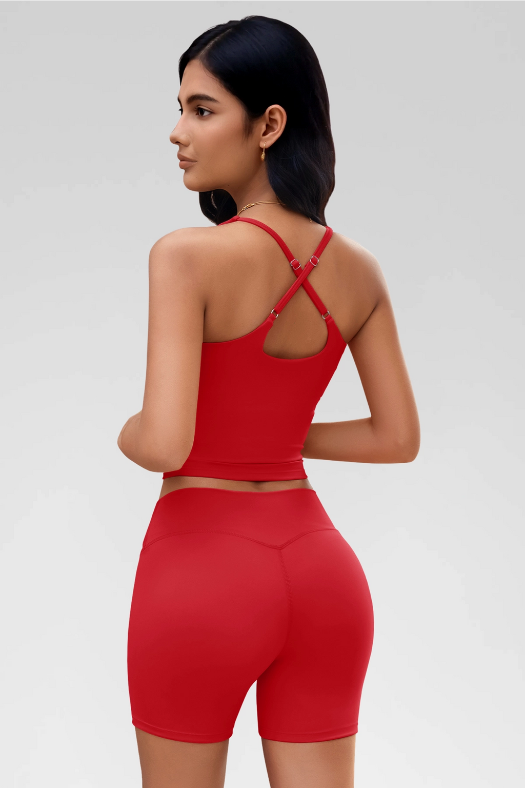 Aoysky Womens Red Halter Workout Set