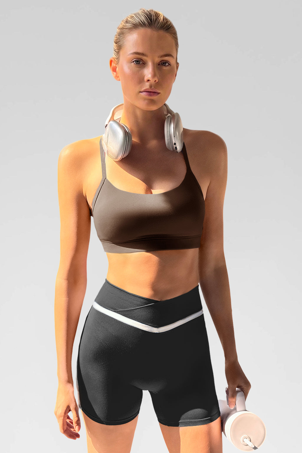 Aoysky Womens Brown Y Back Sports Bra