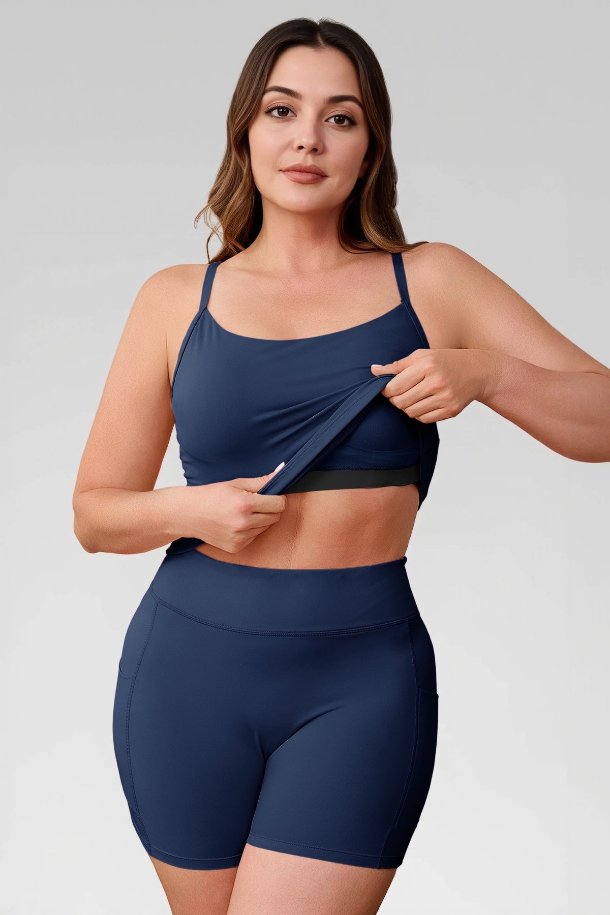 Aoysky Womens Dark Blue Plus Size Workout Set