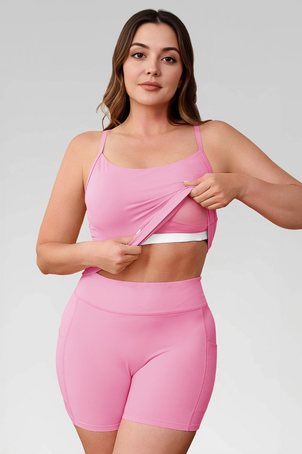 Aoysky Womens Pink Plus Size Workout Set