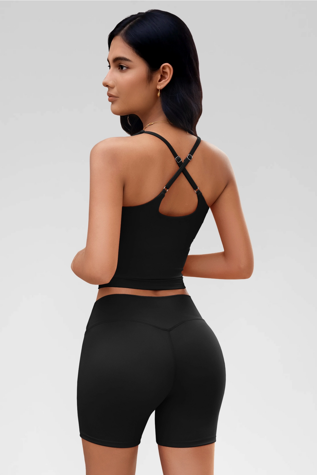 Aoysky Womens Black Halter Workout Set