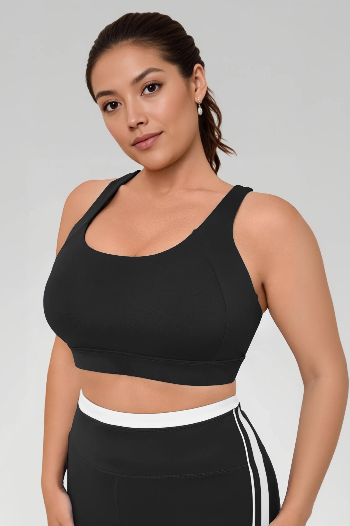 Aoysky Womens Black Plus Size Sports Bra