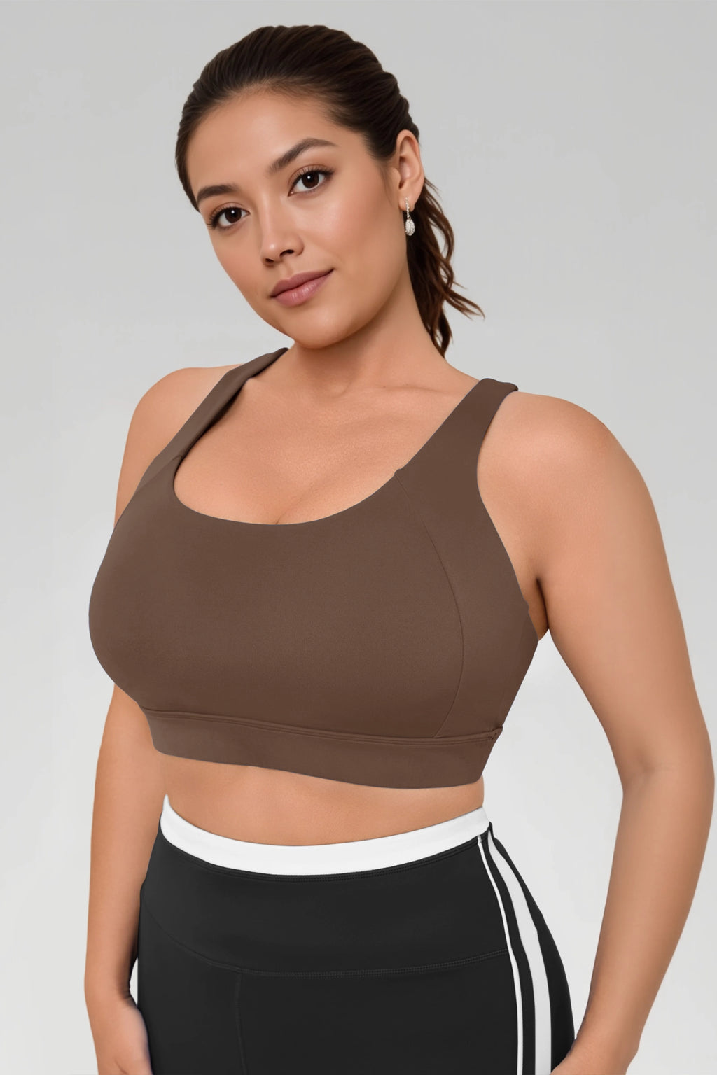 Aoysky Womens Brown Plus Size Sports Bra