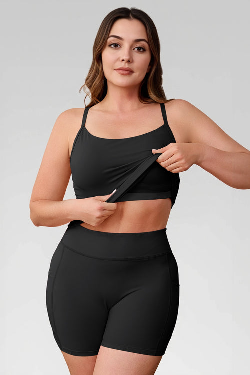 Aoysky Womens Black Plus Size Workout Set