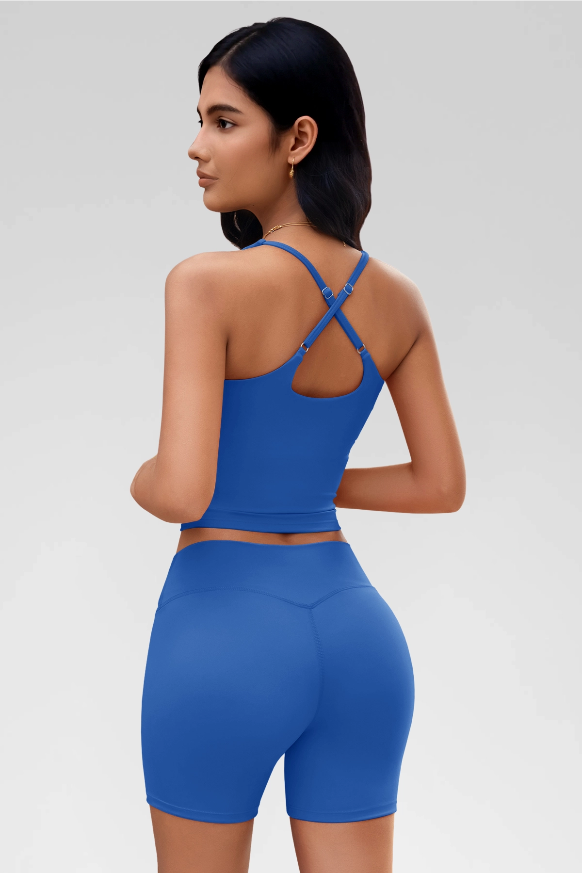 Aoysky Womens Blue Halter Workout Set