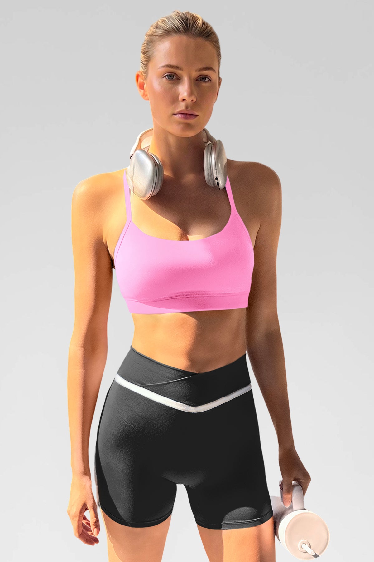 Aoysky Womens Pink Y Back Sports Bra