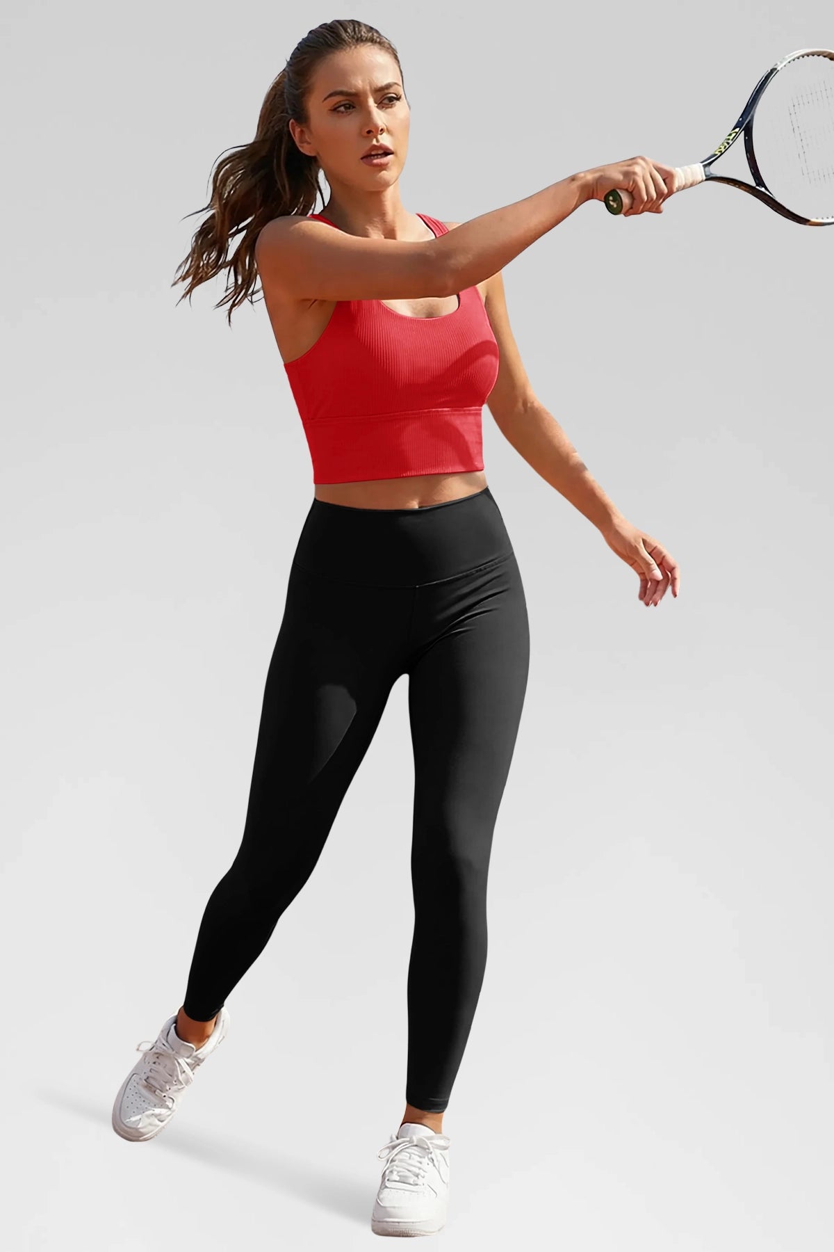 Aoysky Womens Red Ribbed Racerback Tank