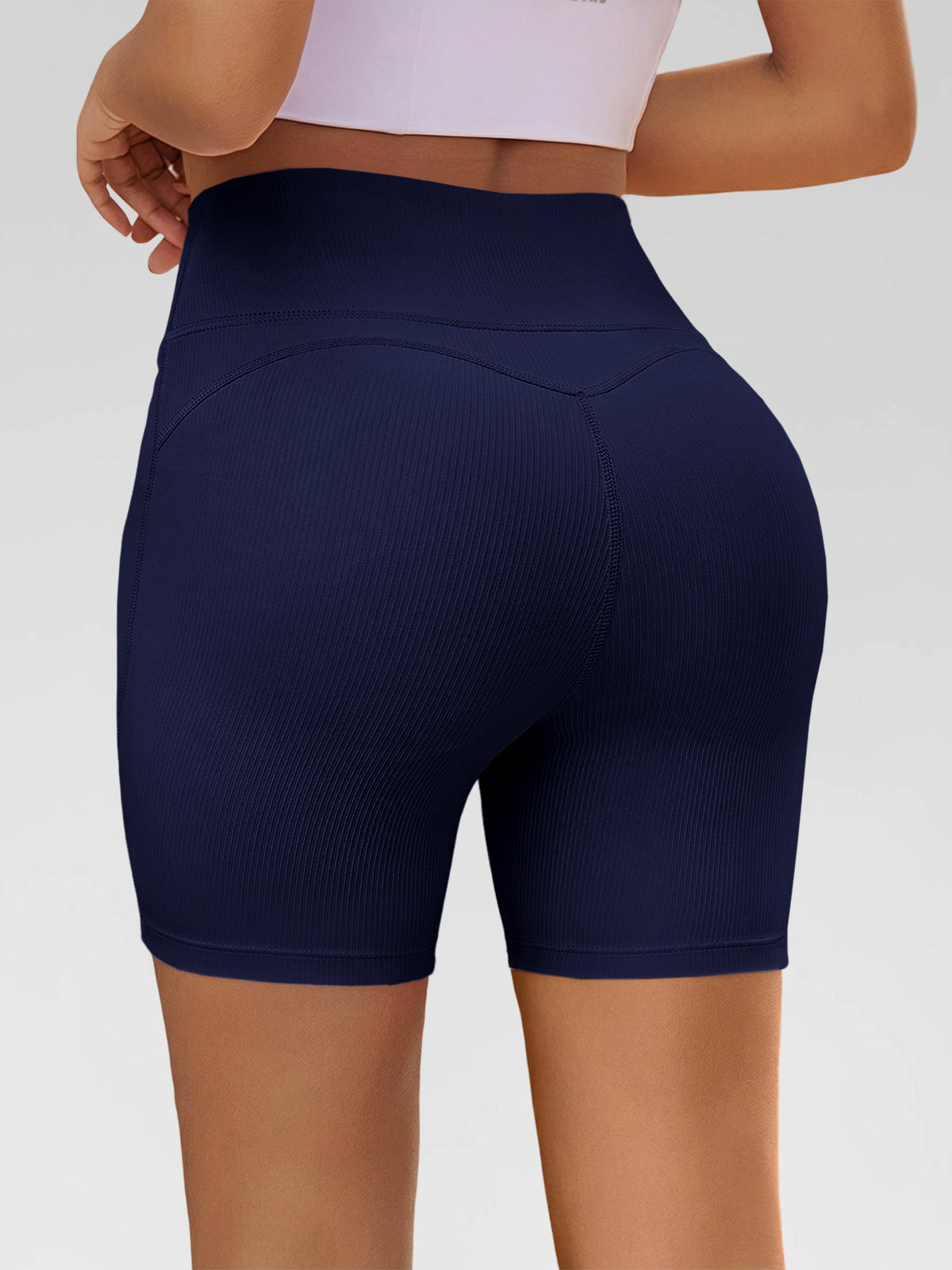 Aoysky Womens Dark Blue Ribbed Biker Shorts