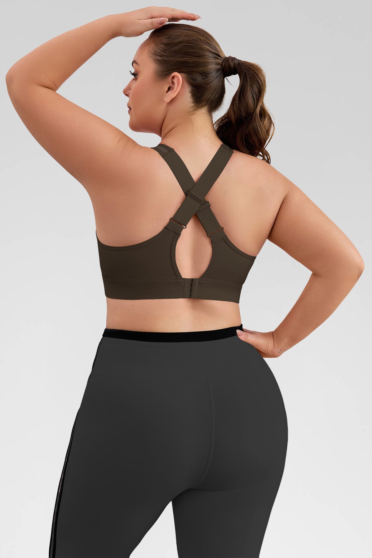 Aoysky Womens Brown Plus Size Sports Bra