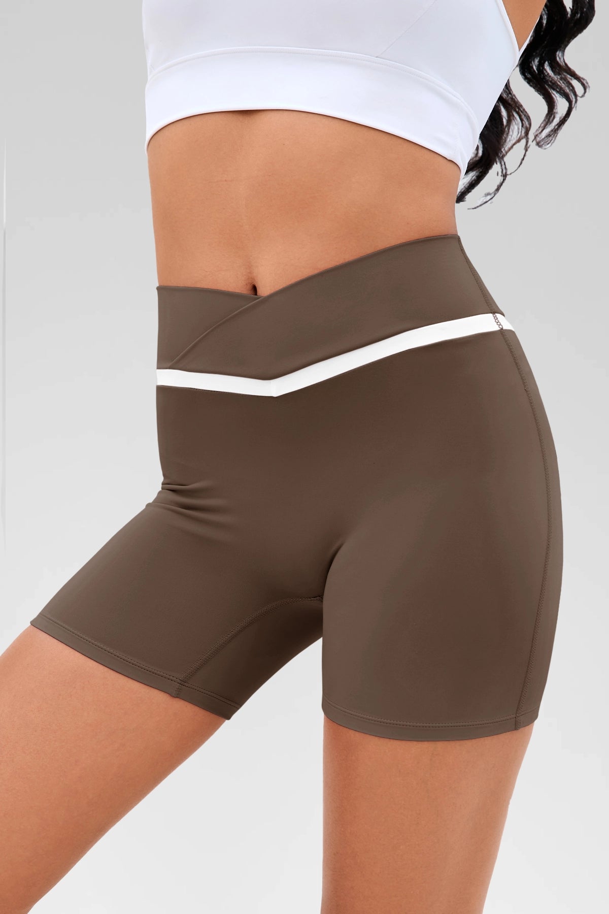 Aoysky Womens Brown Crossover Biker Shorts