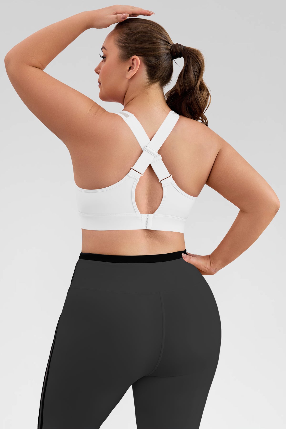 Aoysky Womens White Plus Size Sports Bra