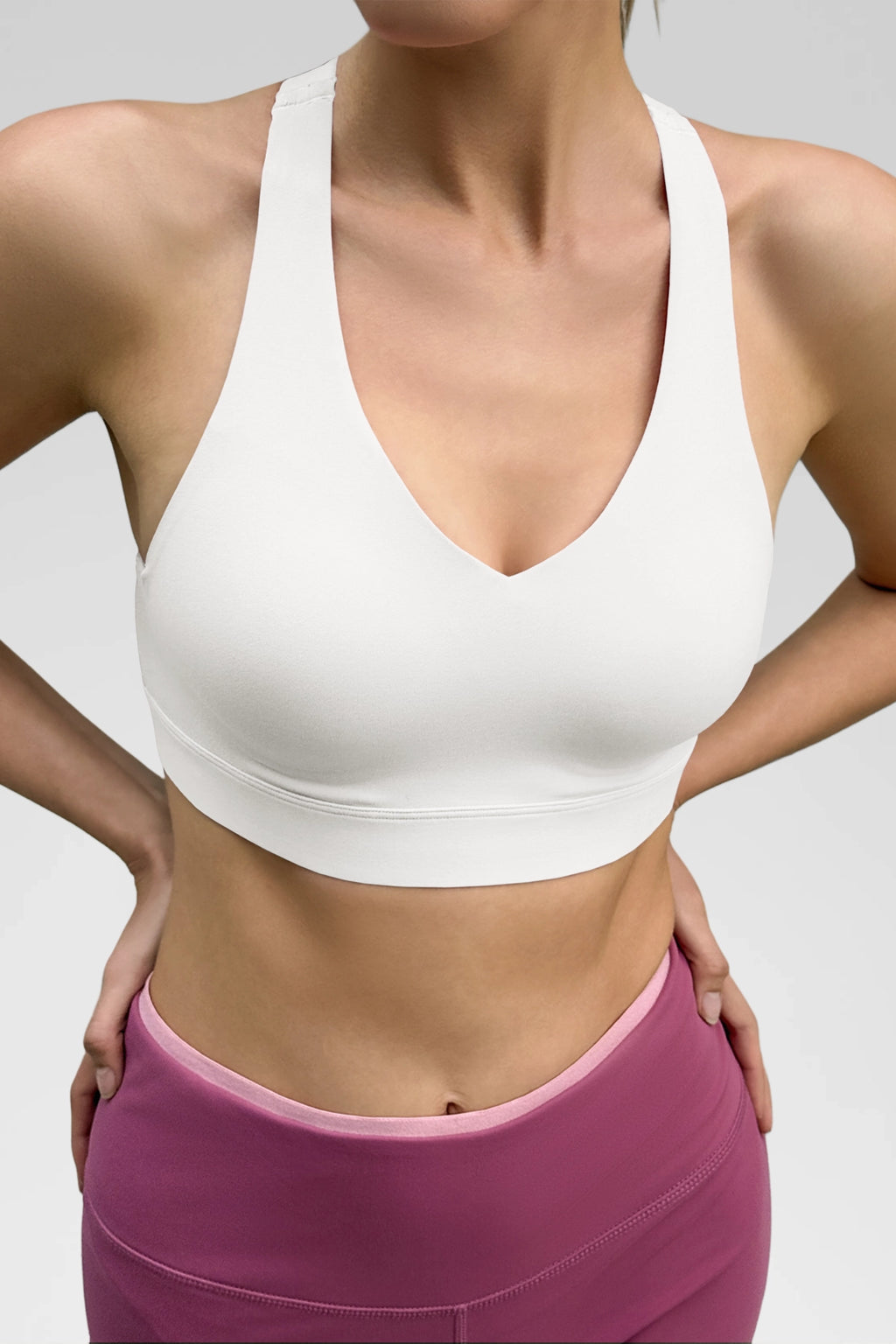 Aoysky Womens White V Neck Yoga Bra