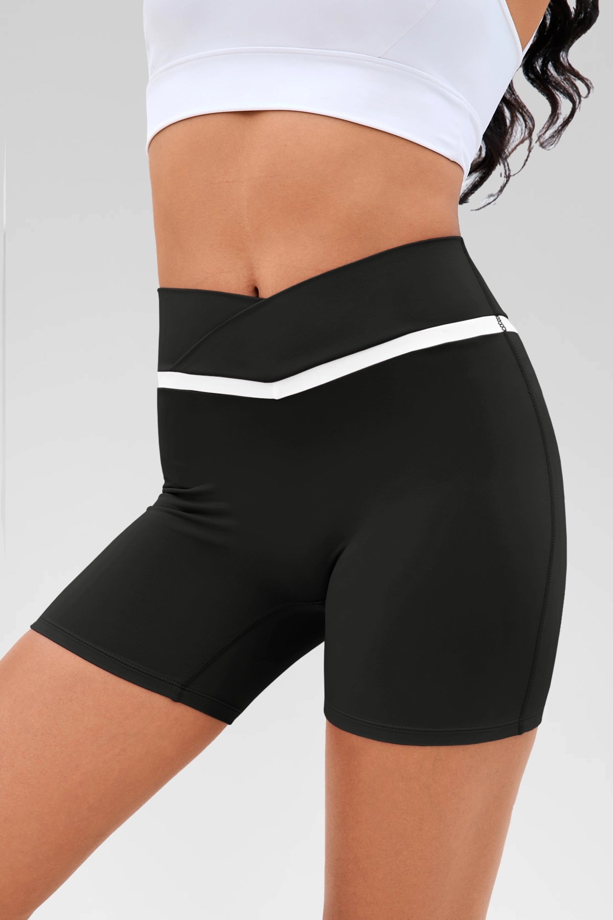 Aoysky Womens Black Crossover Biker Shorts