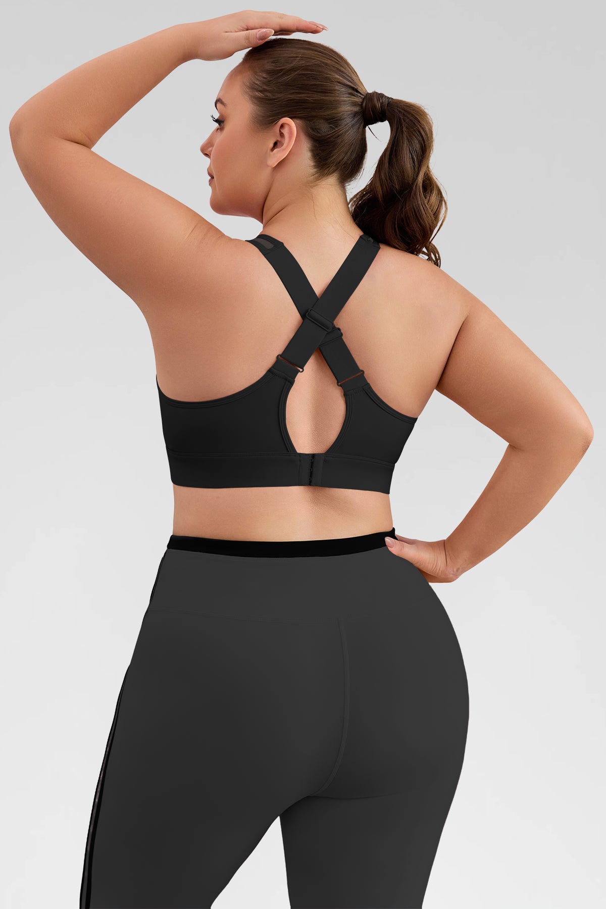 Aoysky Womens Black Plus Size Sports Bra