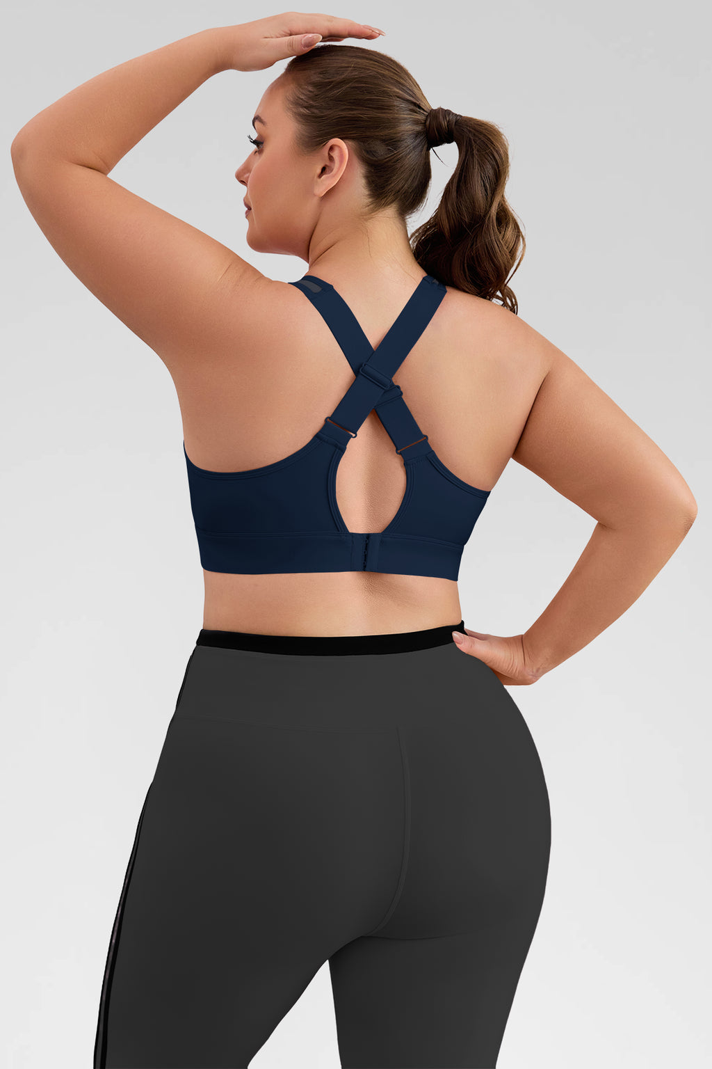 Aoysky Womens Dark Blue Plus Size Sports Bra