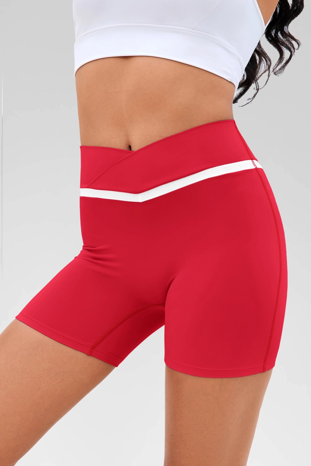 Aoysky Womens Red Crossover Biker Shorts